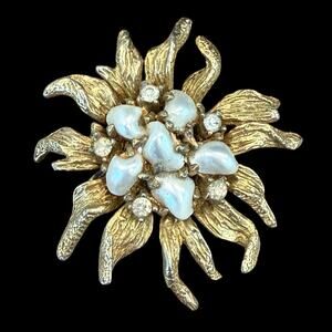 Vintage Rare Marcel Boucher Single Earring Baroque Baby Tooth Pearl Rhinestones